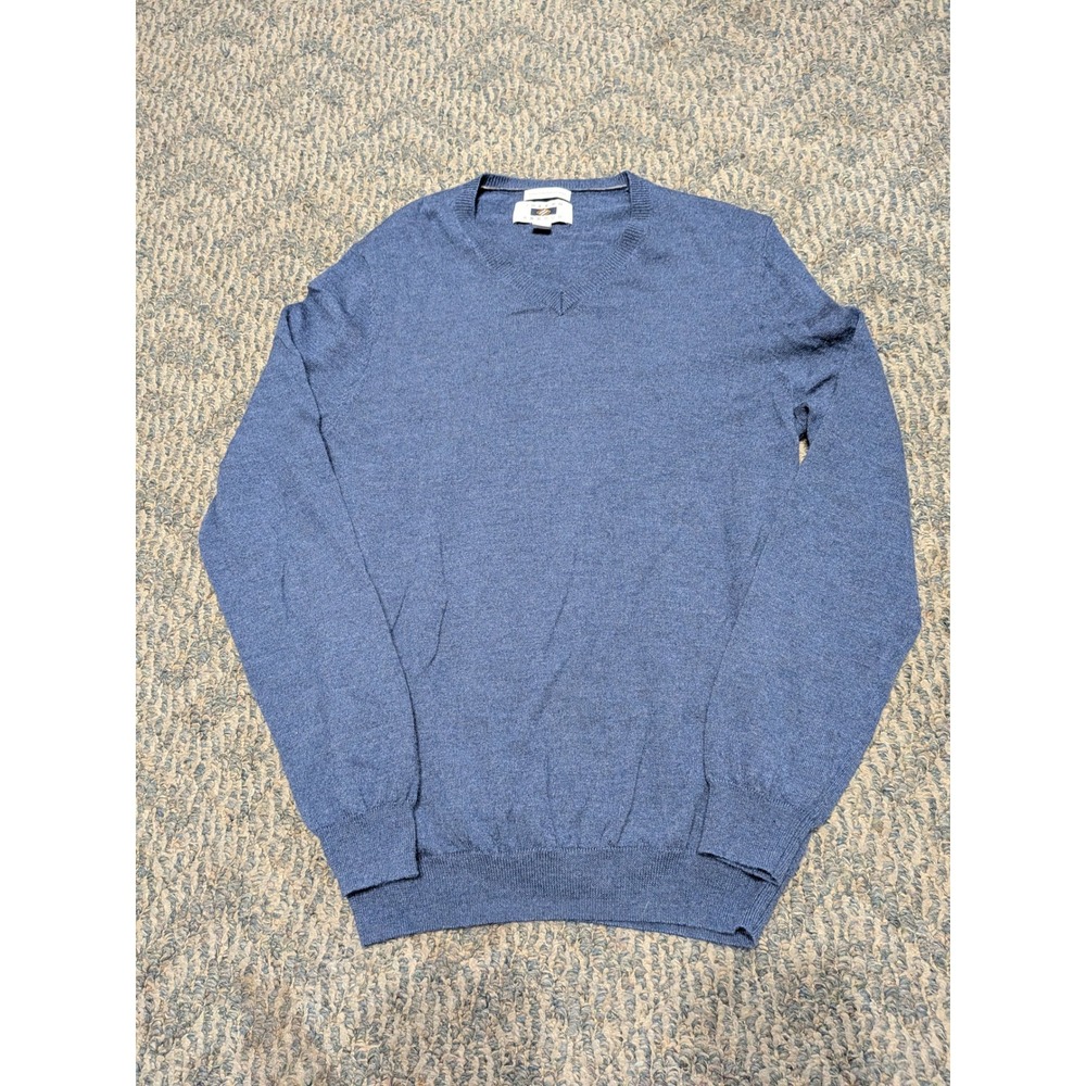 Joseph Abboud Mens Blue Extra Fine Merino Wool V-Neck Sweater Size L